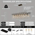 70 Inch Crystal Chandelier, 47\u002F60\u002F70 Inch Silvery Golden Branch Chandelier, Rectangular Raindrop Chandelier, Suitable for Restaurant, Living Room, Kitchen Island, Bedroom, Lobby, 14\u002F16\u002F20 Luxury Chandelier Lights Home Decor