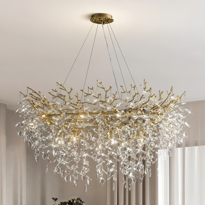 Pendant Light Made of Golden, Silver, And Black Crystals, Suitable for Hanging. It Is Adjustable And Features K9 Crystals, Perfect for Decorating Bedrooms, Living Rooms, And Studies