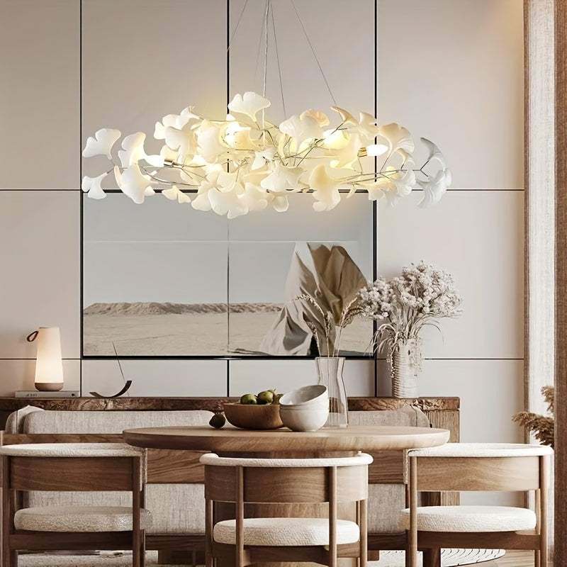 Ceramic Ginkgo Leaf Shaped Pendant Light, Living Room Decoration, Kitchen Decoration, Bedroom Decoration, Modern Art Decoration, Adjustable Pendant Light, Ceiling Lighting Fixtures