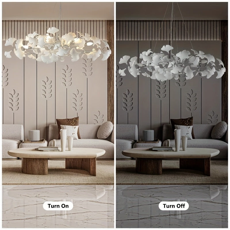 Ceramic Ginkgo Leaf Shaped Pendant Light, Living Room Decoration, Kitchen Decoration, Bedroom Decoration, Modern Art Decoration, Adjustable Pendant Light, Ceiling Lighting Fixtures