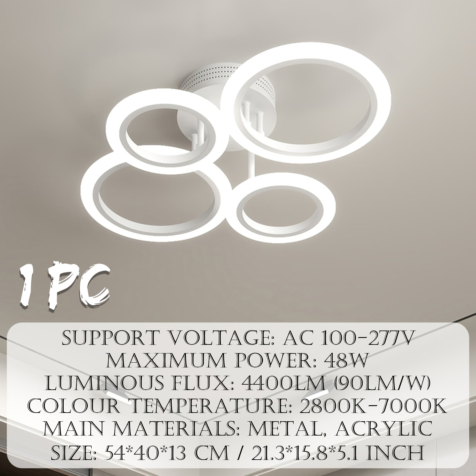 OUQI Modern Ceiling Light with Remote Control - 120W 10800LM Ultra-Bright Dimmable Downlight, Infrared Suitable for Living Room, Bedroom, Kitchen, Adjustable Color Temperature (2800K-7000K), Hardwired Installation for