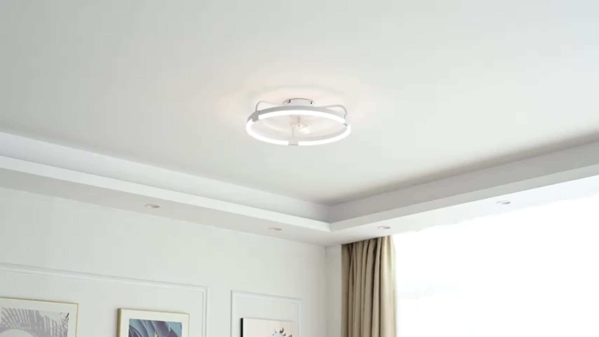 Modern Ceiling Fan with Light for Living Room, Dimmable LED Flush Mount Ceiling Fans Light, 6 Speeds Reversible Low Profle Ceiing Fans, Timing Quiet Ceiling Fans for Bedroom, Kitchen, Office
