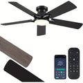 Illuminated Ceiling Fan, 52-Inch Slim Design Lighted Ceiling Fan, Flush-Mounted, Reversible, Adjustable Brightness, Quiet Operation, Black\u002FWhite Ceiling Fan Suitable for Bedroom, Indoor\u002FOutdoor Use