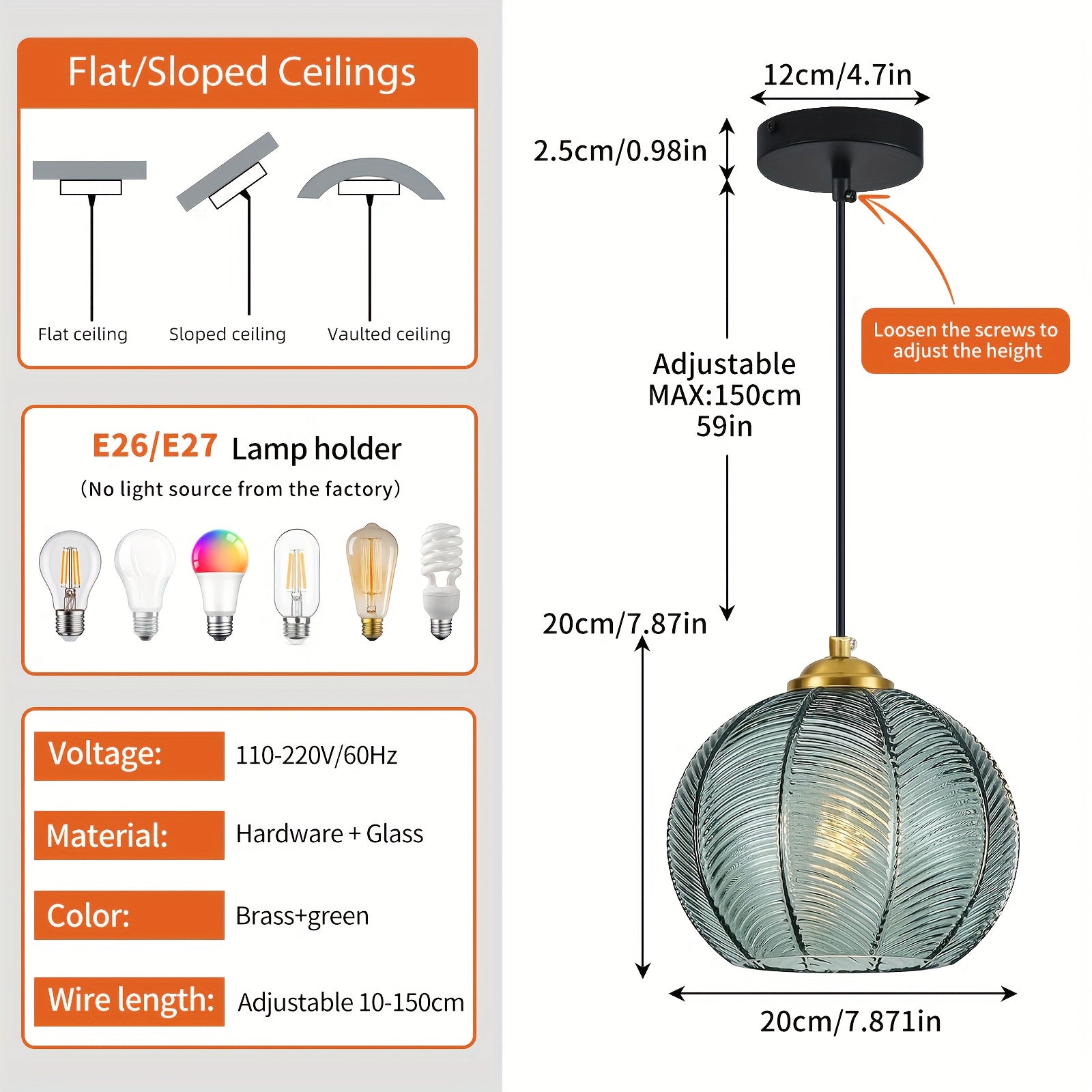 1pc\u002F2pcs\u002F3pcs Modern Gray-Green Glass Chandelier, Kitchen Island Hanging Pendant Light Blown Glass Spherical Pendant Light Modern Living Room Pendant Light Glass Pendant Light for Dining Room