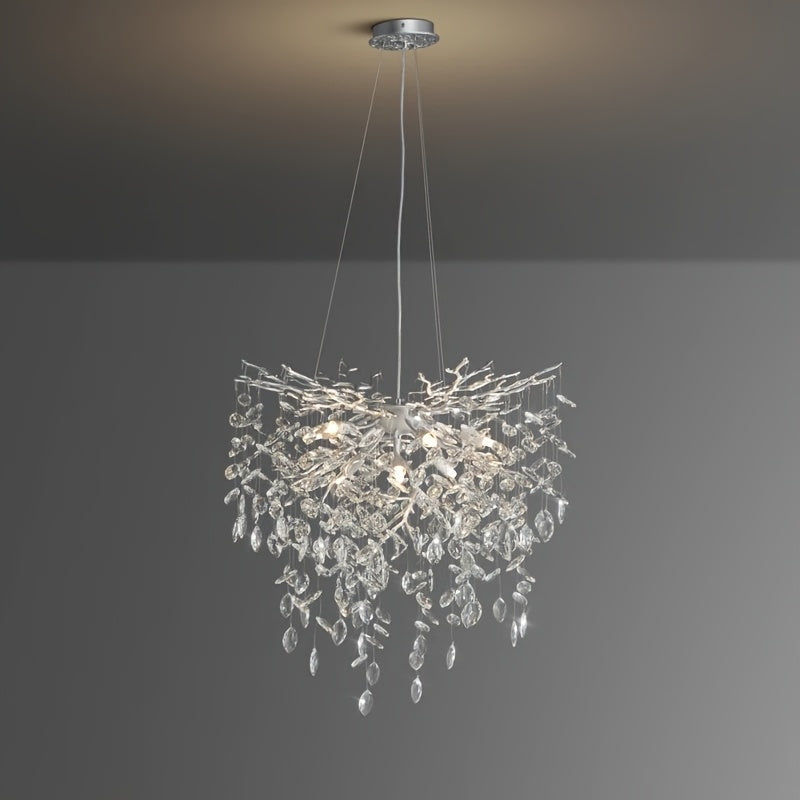 Pendant Light Made of Golden, Silver, And Black Crystals, Suitable for Hanging. It Is Adjustable And Features K9 Crystals, Perfect for Decorating Bedrooms, Living Rooms, And Studies