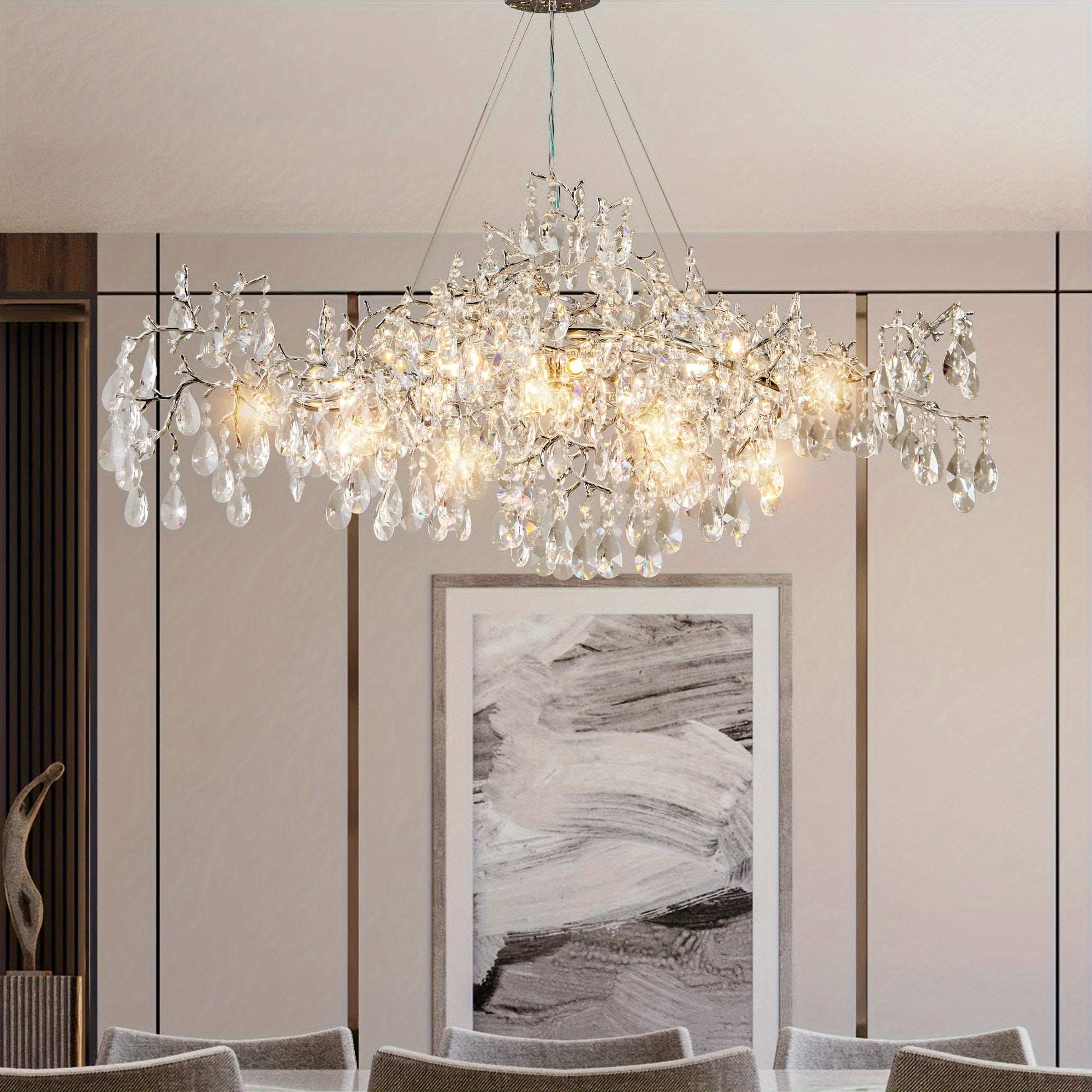Modern Pendant Light 18 Lamp Modern 47in Golden Silvery Boat Shaped Pendant Light | Dining Room Decoration, Living Room Decoration, Kitchen Pendant Light, Ceiling Pendant Light, Central Island Pendant Light