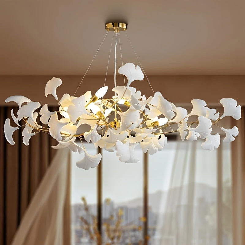 Ceramic Ginkgo Leaf Shaped Pendant Light, Living Room Decoration, Kitchen Decoration, Bedroom Decoration, Modern Art Decoration, Adjustable Pendant Light, Ceiling Lighting Fixtures