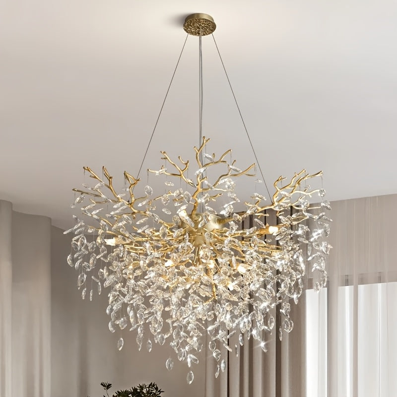Pendant Light Made of Golden, Silver, And Black Crystals, Suitable for Hanging. It Is Adjustable And Features K9 Crystals, Perfect for Decorating Bedrooms, Living Rooms, And Studies