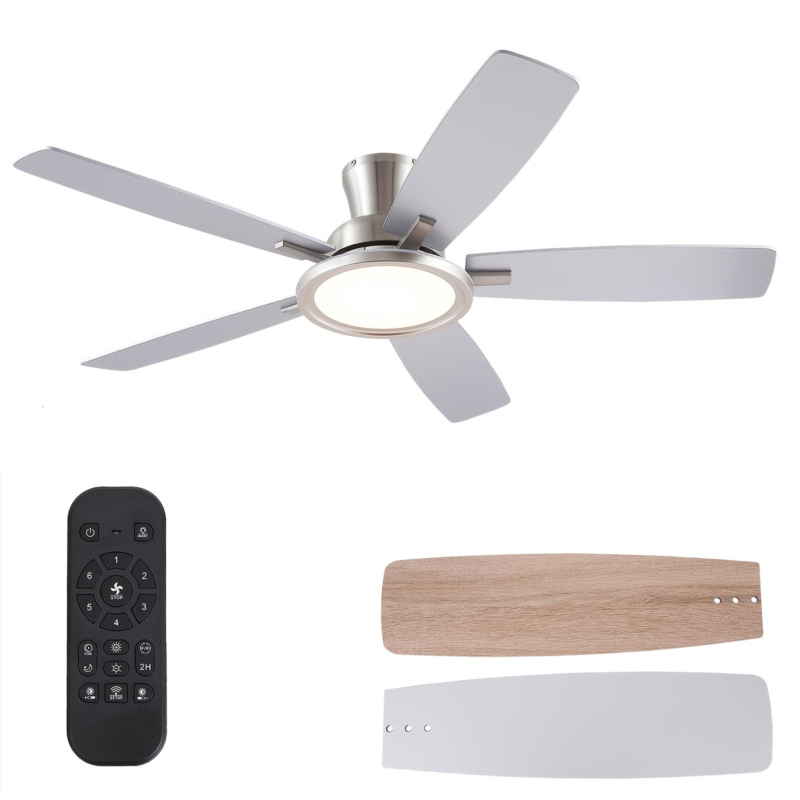 This 52-Inch Black Ceiling Fan with RGB Lighting Features a Reversible Silent Motor, Adjustable LED Lights, And a Low-Key, Modern Design, Suitable for Both Indoor And Outdoor Use
