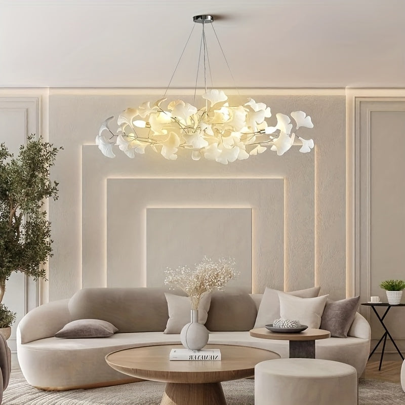Ceramic Ginkgo Leaf Shaped Pendant Light, Living Room Decoration, Kitchen Decoration, Bedroom Decoration, Modern Art Decoration, Adjustable Pendant Light, Ceiling Lighting Fixtures
