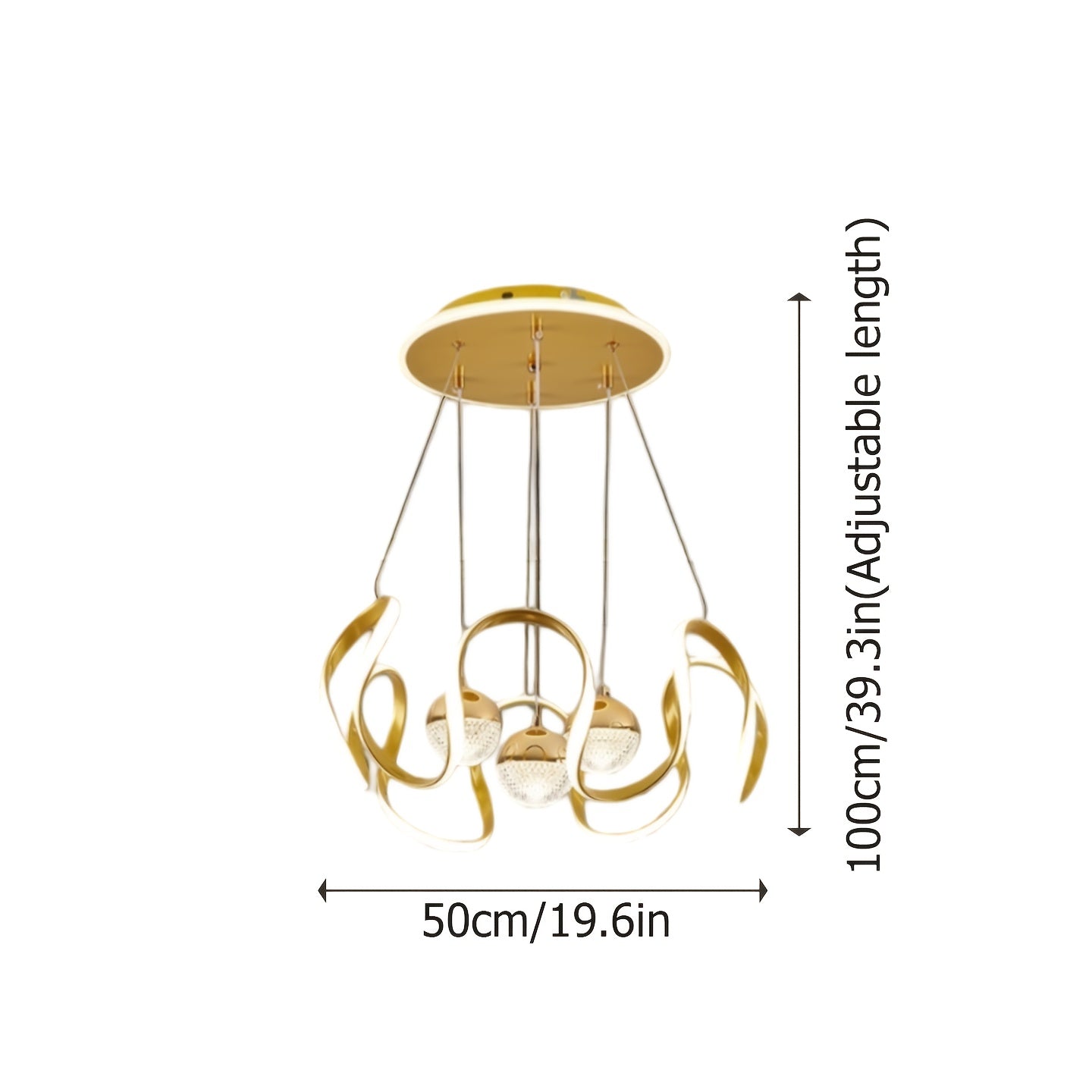 Wave-Shaped LED Pendant Light. Three Light Colors Are Adjustable, Height Is Adjustable. Suitable for Above The Dining Room, Bedroom, Study, And Living Room