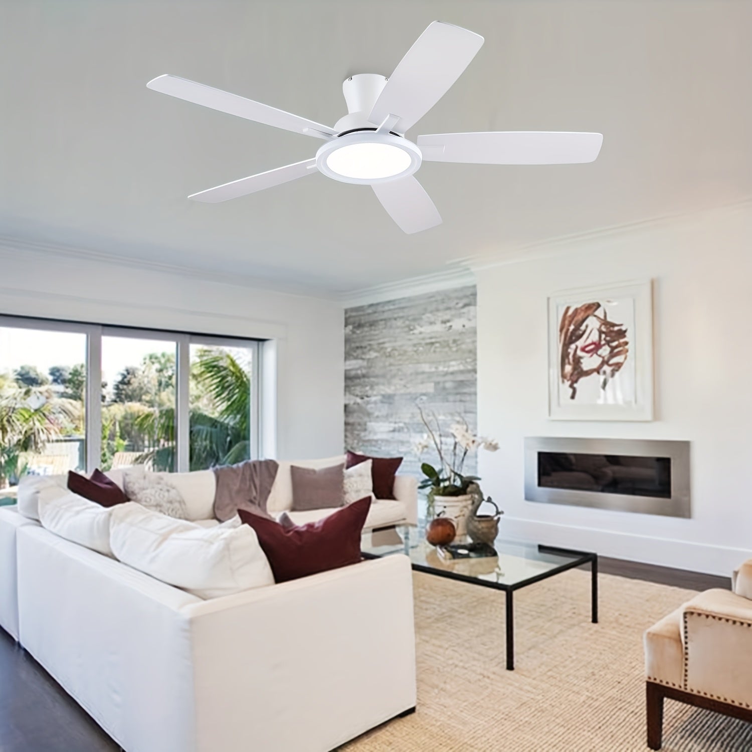 This 52-Inch Black Ceiling Fan with RGB Lighting Features a Reversible Silent Motor, Adjustable LED Lights, And a Low-Key, Modern Design, Suitable for Both Indoor And Outdoor Use
