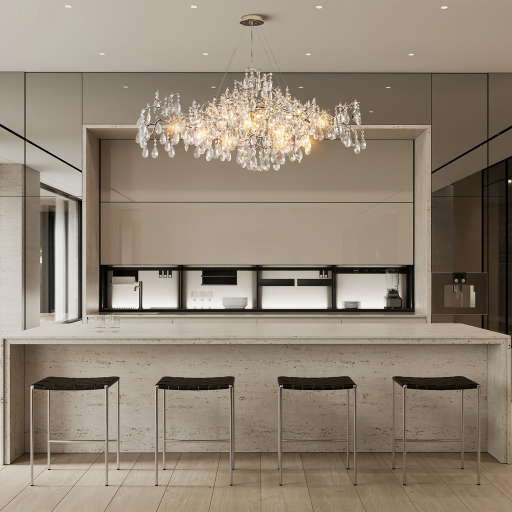 Modern Pendant Light 18 Lamp Modern 47in Golden Silvery Boat Shaped Pendant Light | Dining Room Decoration, Living Room Decoration, Kitchen Pendant Light, Ceiling Pendant Light, Central Island Pendant Light