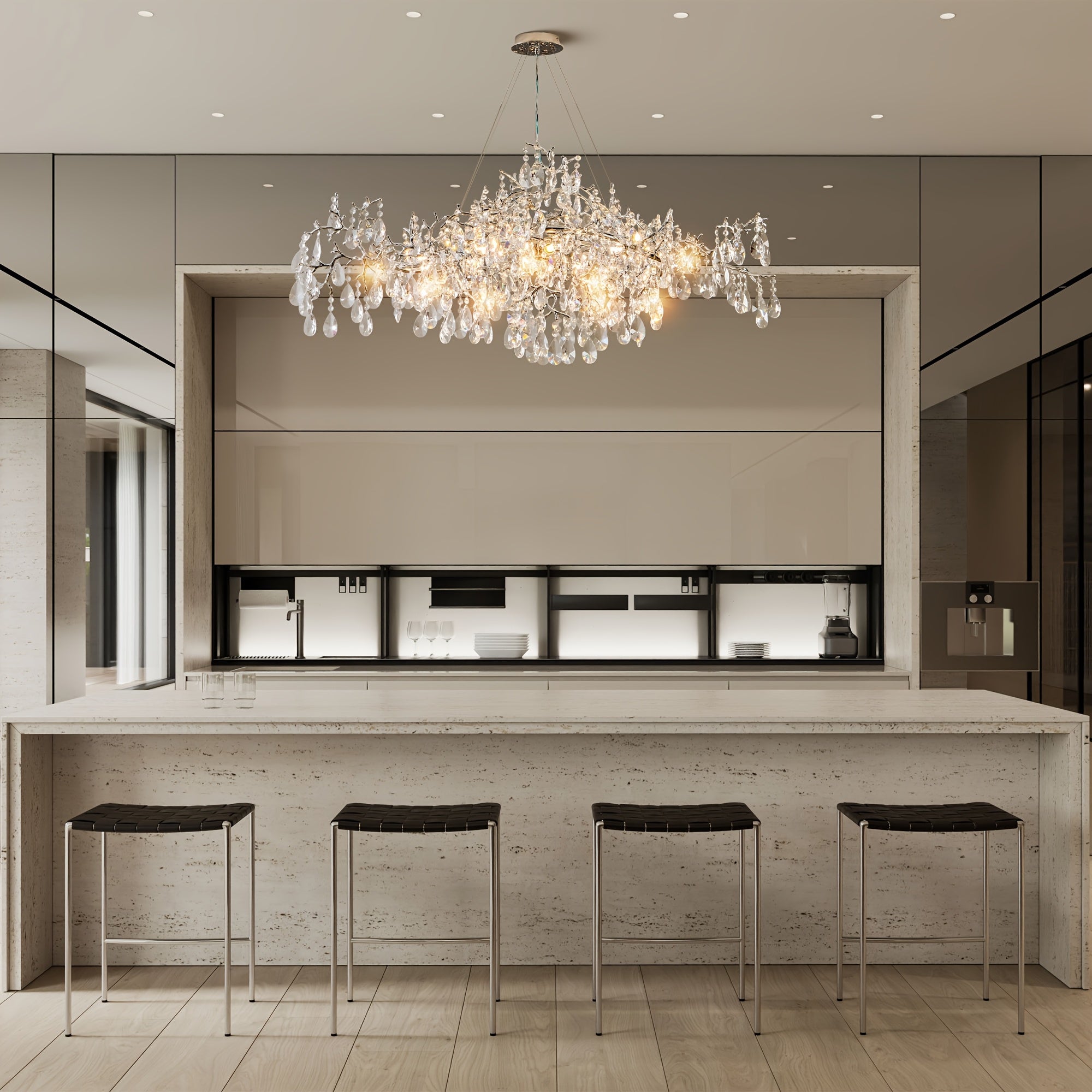 Modern Pendant Light 18 Lamp Modern 47in Golden Silvery Boat Shaped Pendant Light | Dining Room Decoration, Living Room Decoration, Kitchen Pendant Light, Ceiling Pendant Light, Central Island Pendant Light