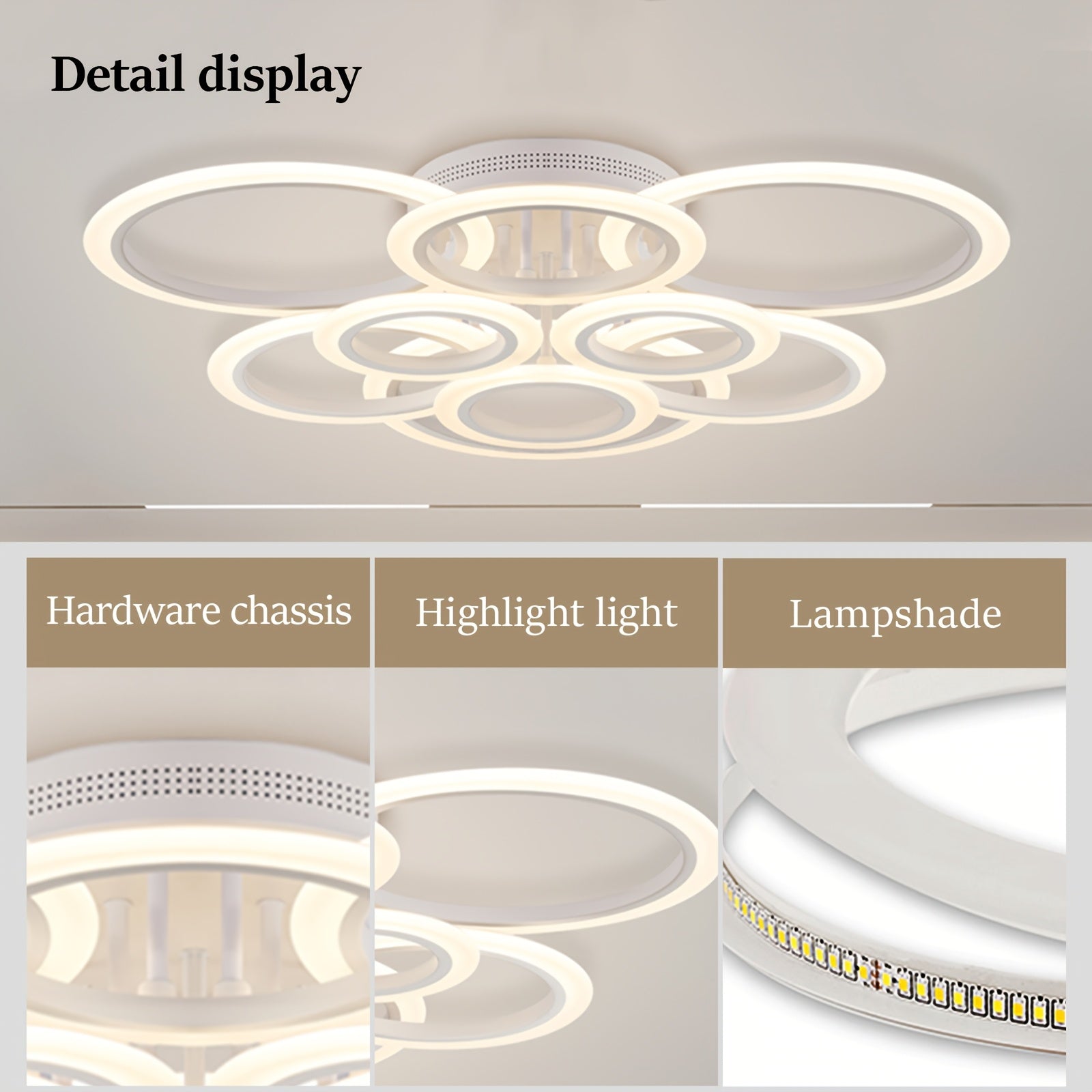 OUQI Modern Ceiling Light with Remote Control - 120W 10800LM Ultra-Bright Dimmable Downlight, Infrared Suitable for Living Room, Bedroom, Kitchen, Adjustable Color Temperature (2800K-7000K), Hardwired Installation for