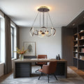 Wave-Shaped LED Pendant Light. Three Light Colors Are Adjustable, Height Is Adjustable. Suitable for Above The Dining Room, Bedroom, Study, And Living Room