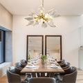 31in Platinum Leaf Pendant Light, Golden Silvery Pendant Light, Living Room Decoration, Bedroom Decoration, Kitchen Decoration, Central Island Pendant Light, Adjustable Pendant Light (Including Light Bulbs)