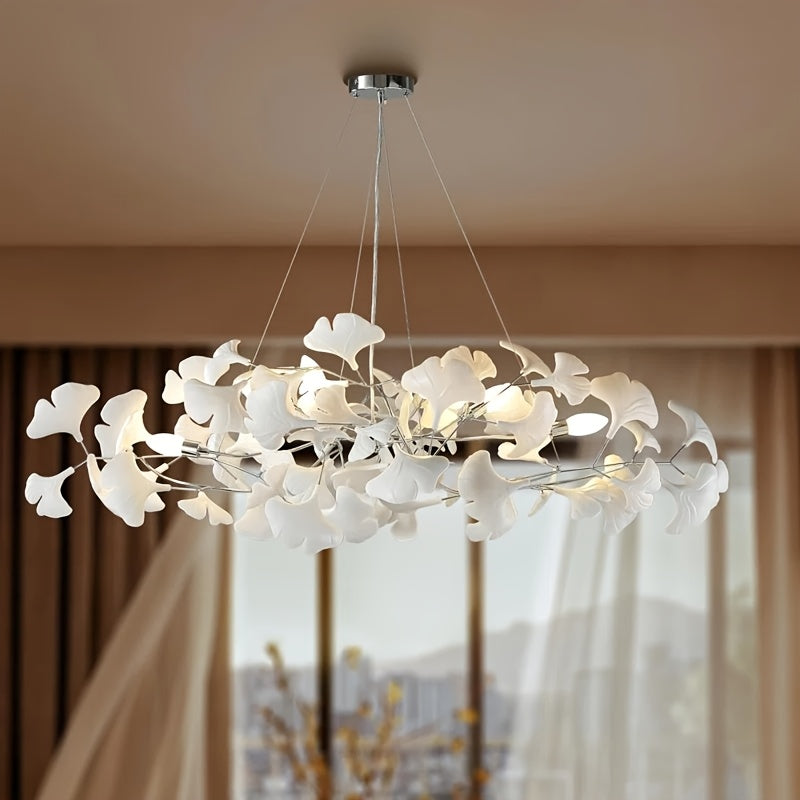 Ceramic Ginkgo Leaf Shaped Pendant Light, Living Room Decoration, Kitchen Decoration, Bedroom Decoration, Modern Art Decoration, Adjustable Pendant Light, Ceiling Lighting Fixtures