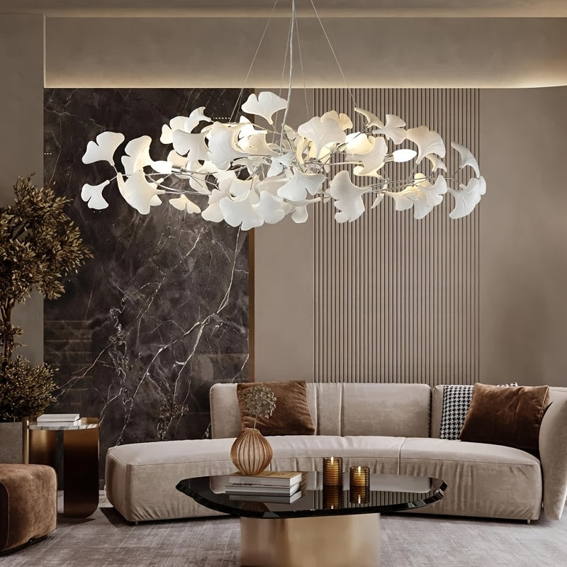 Ceramic Ginkgo Leaf Shaped Pendant Light, Living Room Decoration, Kitchen Decoration, Bedroom Decoration, Modern Art Decoration, Adjustable Pendant Light, Ceiling Lighting Fixtures