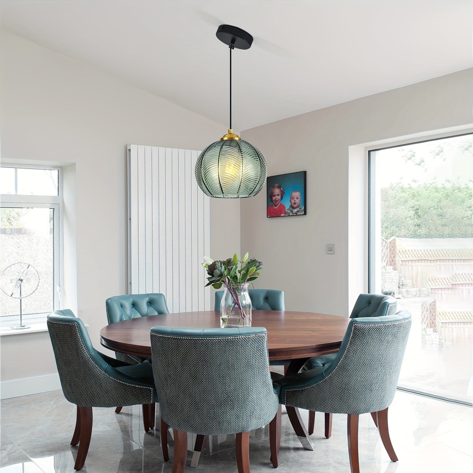 1pc\u002F2pcs\u002F3pcs Modern Gray-Green Glass Chandelier, Kitchen Island Hanging Pendant Light Blown Glass Spherical Pendant Light Modern Living Room Pendant Light Glass Pendant Light for Dining Room