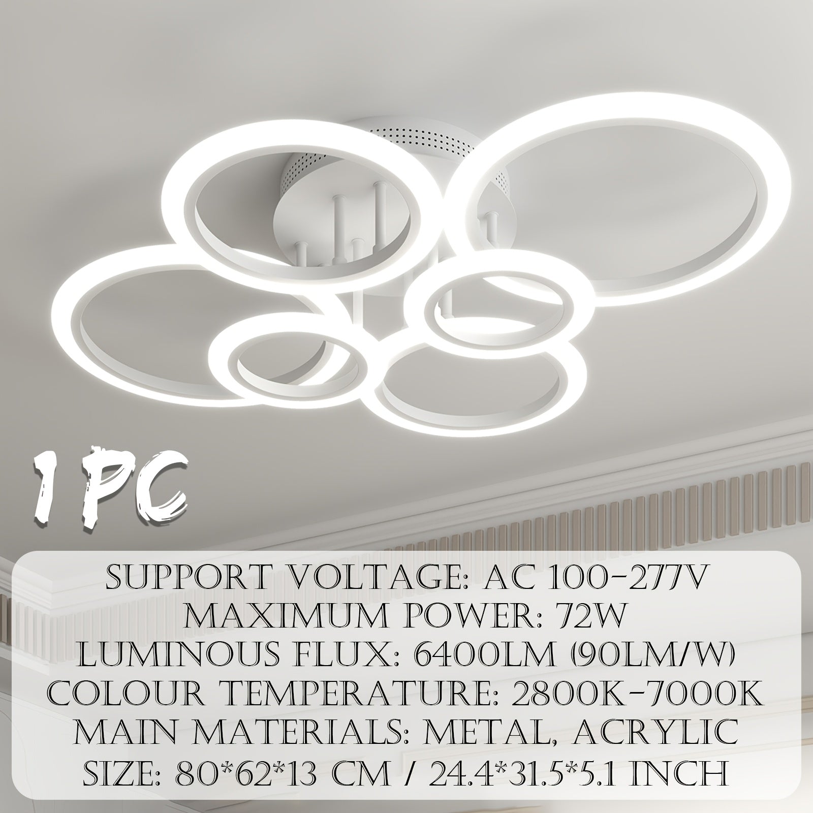 OUQI Modern Ceiling Light with Remote Control - 120W 10800LM Ultra-Bright Dimmable Downlight, Infrared Suitable for Living Room, Bedroom, Kitchen, Adjustable Color Temperature (2800K-7000K), Hardwired Installation for